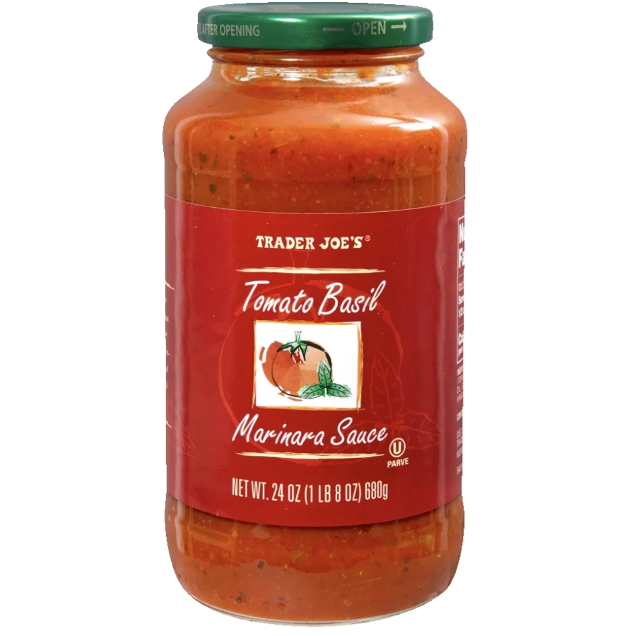 Jar of Trader Joe's Tomato Basil Marinara Sauce