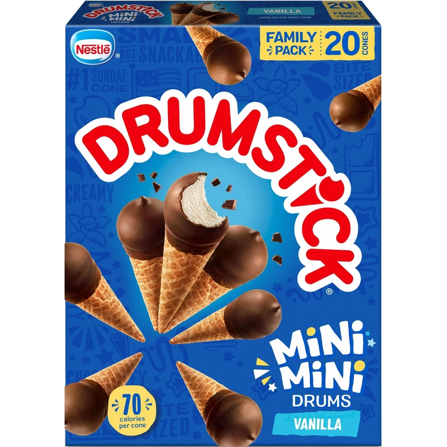 Box of Drumstick Mini Drums vanilla mini sundae cones