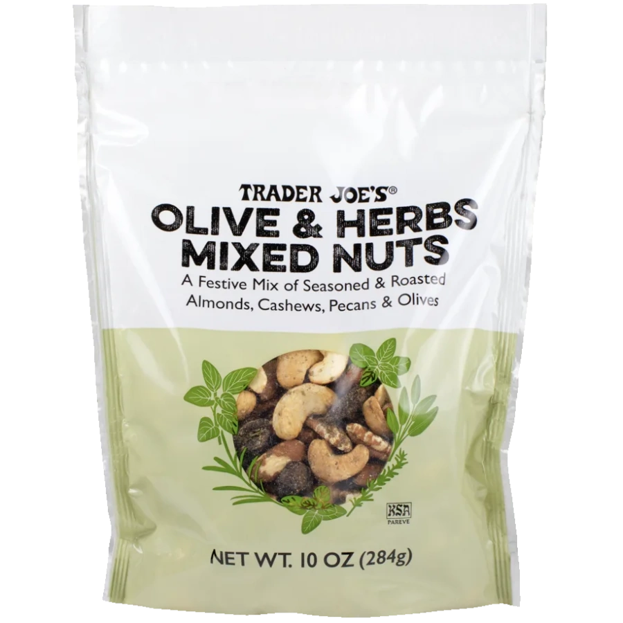 Trader Joe's Olive & Herbs Mixed Nuts container